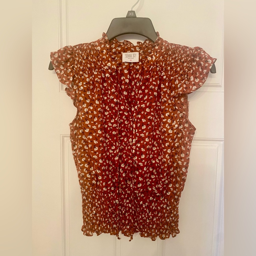 XS Burnt Orange Floral Blouse